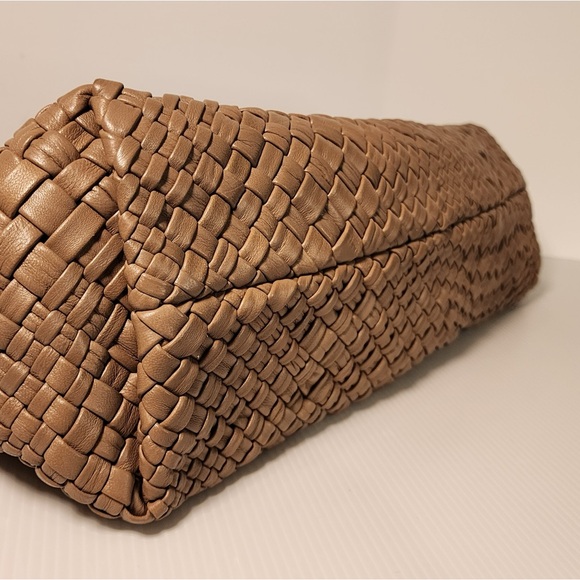 FALOR ITALY Hand Woven Genuine Leather Large Soft Tote Satchel Handbag F2217 - Picture 8 of 16